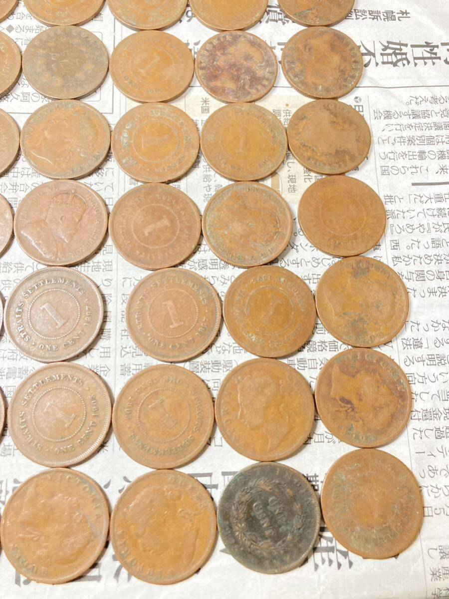 イギリス領　海峡植民地の1セント銅貨　まとめて48枚セット　1845〜1908年　大量　希少　レアコイン　古銭　アジア　外国 銅幣　銅元_画像5