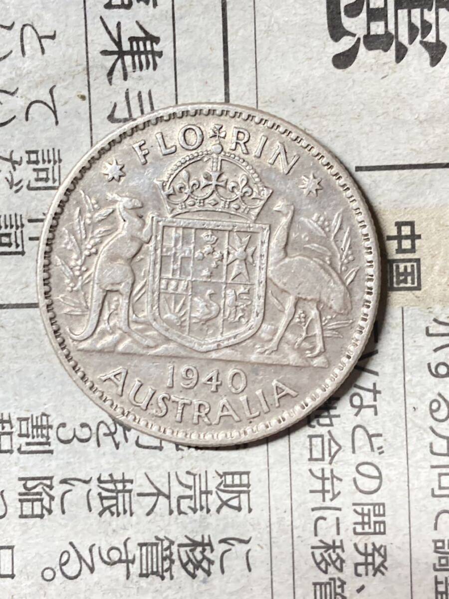 オーストラリア 1フローリン銀貨 1940年 希少 レアコイン 古銭 オセアニア 外国コイン 海外の画像1