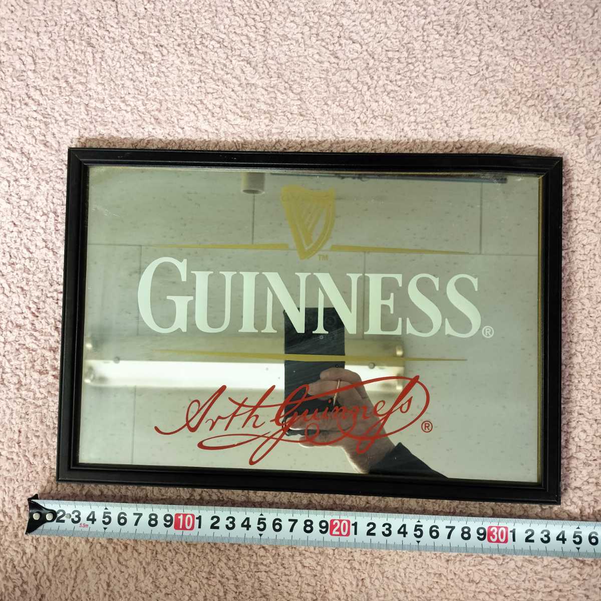 ● 雑貨 インテリア パブミラー 広告 アドバタイジング アルコール GUINNESS ギネス 白_画像1