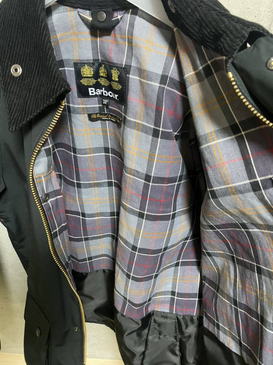 beams別注 バブアー barbour 2レイヤー ノンオイル ナイロンジャケット 人気の黒 BLK サイズ38 M 美品！の画像6