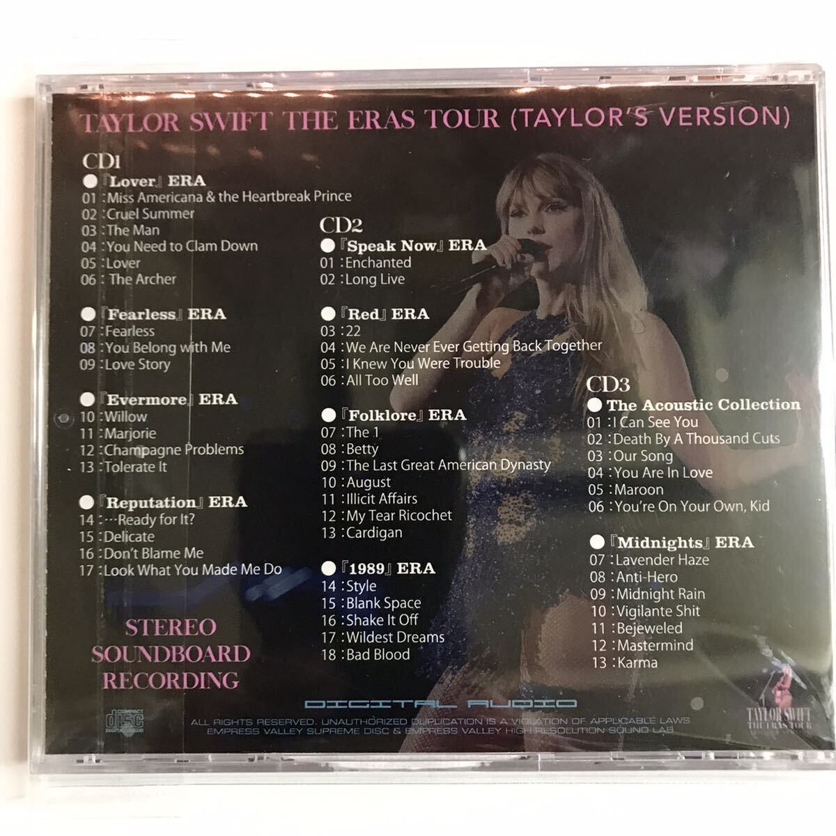 TAYLOR SWIFT / THE ERAS TOUR (3CD) 全48曲パーフェクトサウンドボード収録！ファン必聴ライヴ音源！★輸入盤★