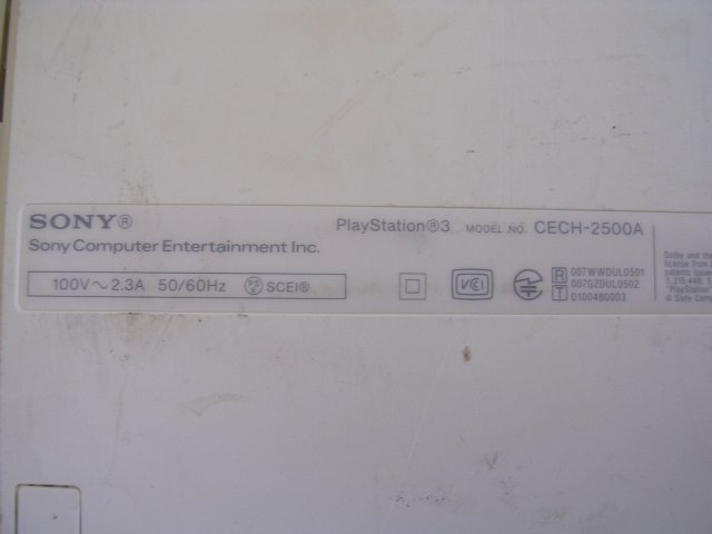 ■CECH-2500A SONY PS3 白 PlayStation3 160GBモデル 動作品(確証写真提示)JUNK扱い_定格銘板