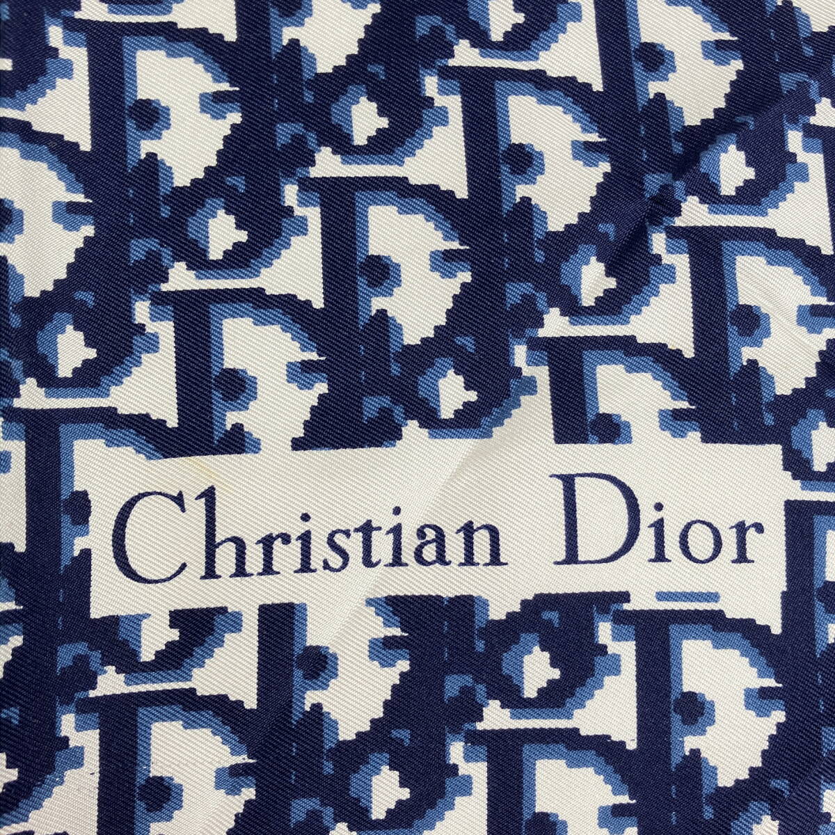 2403605-005 Christian Dior クリスチャンディオール ロゴ トロッター柄 スカーフ シルク100% サイズ約78cm×約78cm_画像2