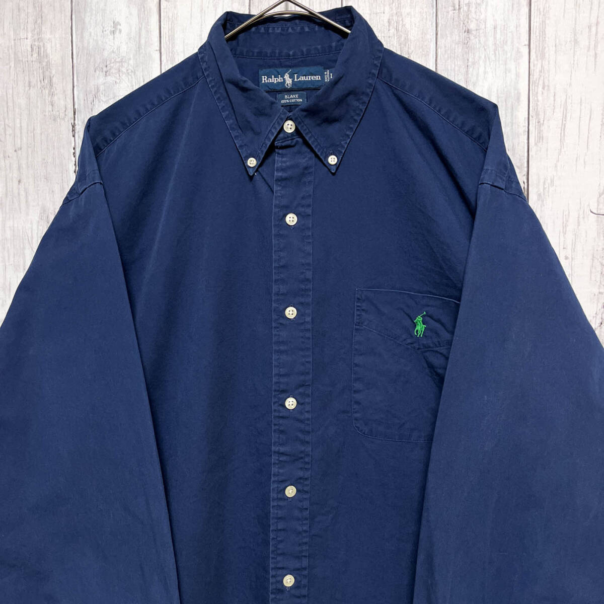 ラルフローレン Ralph Lauren BLAKE 長袖シャツ メンズ ワンポイント コットン100% Lサイズ 5‐431_画像1