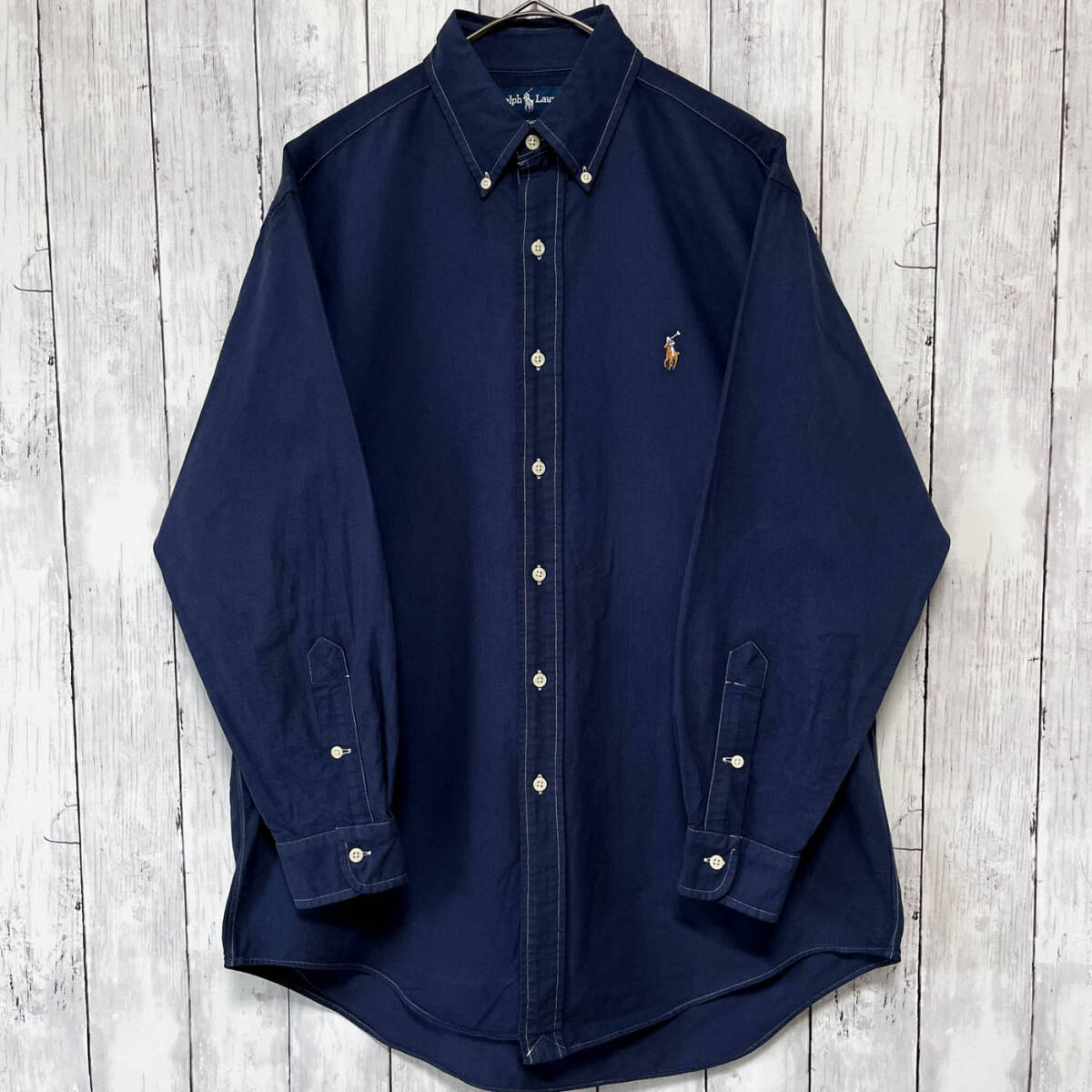 ラルフローレン Ralph Lauren YARMOUTH OXFORD 長袖シャツ メンズ ワンポイント コットン100% サイズ15 1/2 Mサイズ 5‐462_画像2