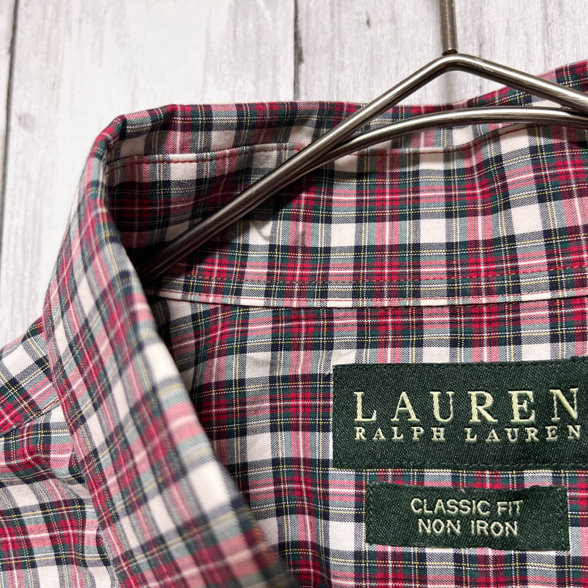 ラルフローレン Ralph Lauren CLASSIC FIT NON IRON チェックシャツ 長袖シャツ メンズ コットン100% サイズ16 1/2 L~XLサイズ 5‐509の画像7