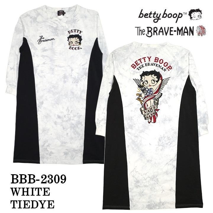 The BRAVE-MAN × BETTY BOOP ベティ ブープ 【定価￥11800＋税】 BIGシルエット ワンピース BBB-2309 WHITE サイズ XL_画像2