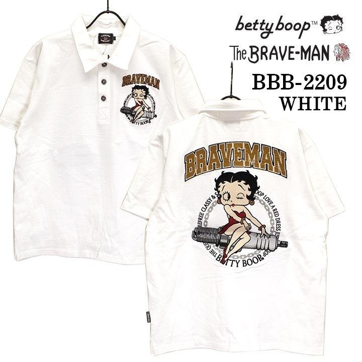 The BRAVE-MAN × BETTY BOOP ベティ ブープ 【定価￥7900＋税】 ポロシャツ BBB-2209 WHITE サイズ XL_画像2