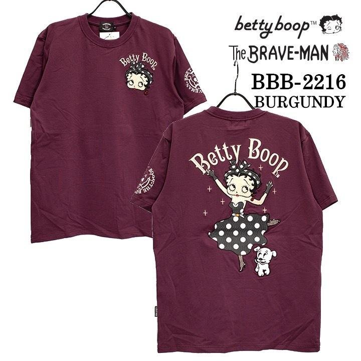 The BRAVE-MAN × BETTY BOOP ベティ ブープ 【定価￥7900＋税】 半袖TEE BBB-2216 BURGUNDY サイズ XL_画像2