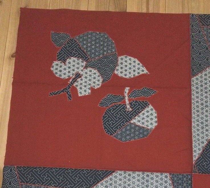 ⑫セール今月限り&クーポン適用★大判風呂敷 １２０cm 綿100% 布玄 和の詩の刺繍 藍色 白 えんじ色 花模様 未使用