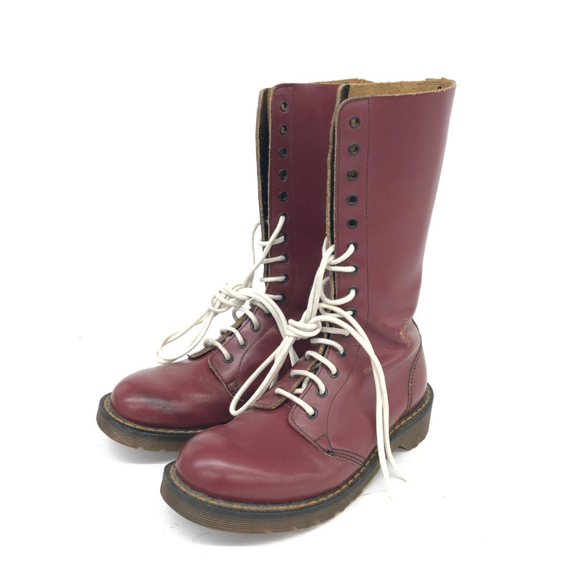 ◆Dr.Martens ドクターマーチン 14ホールレースアップブーツ サイズ不明(24cm前後)◆ ボルドー レディース イングランド製 靴 boots_画像1