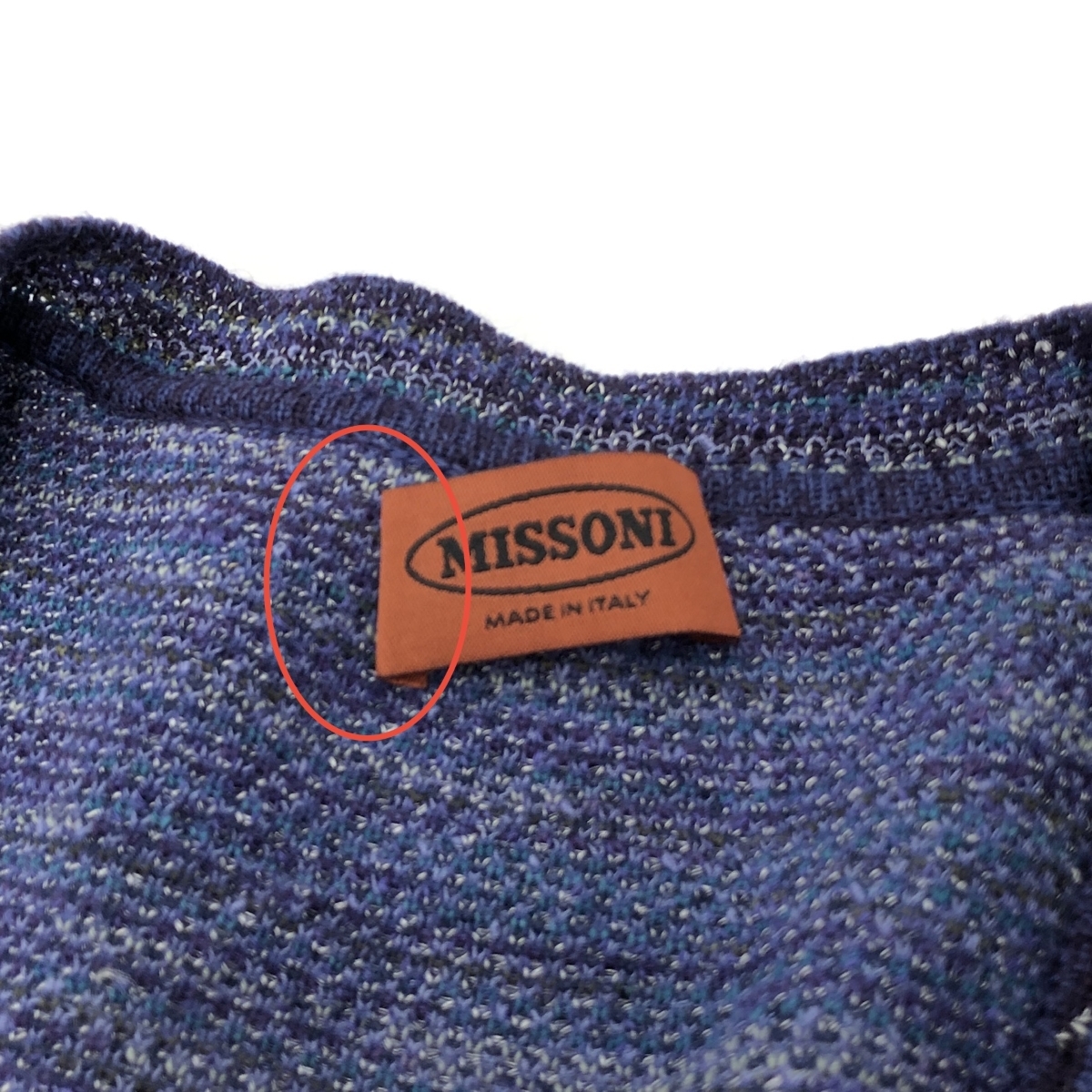 ◆MISSONI ミッソーニ 長袖カーディガン サイズ46◆ ブルー モヘヤ混ウール レディース 総柄 Vネック ロング トップス ニット_画像5