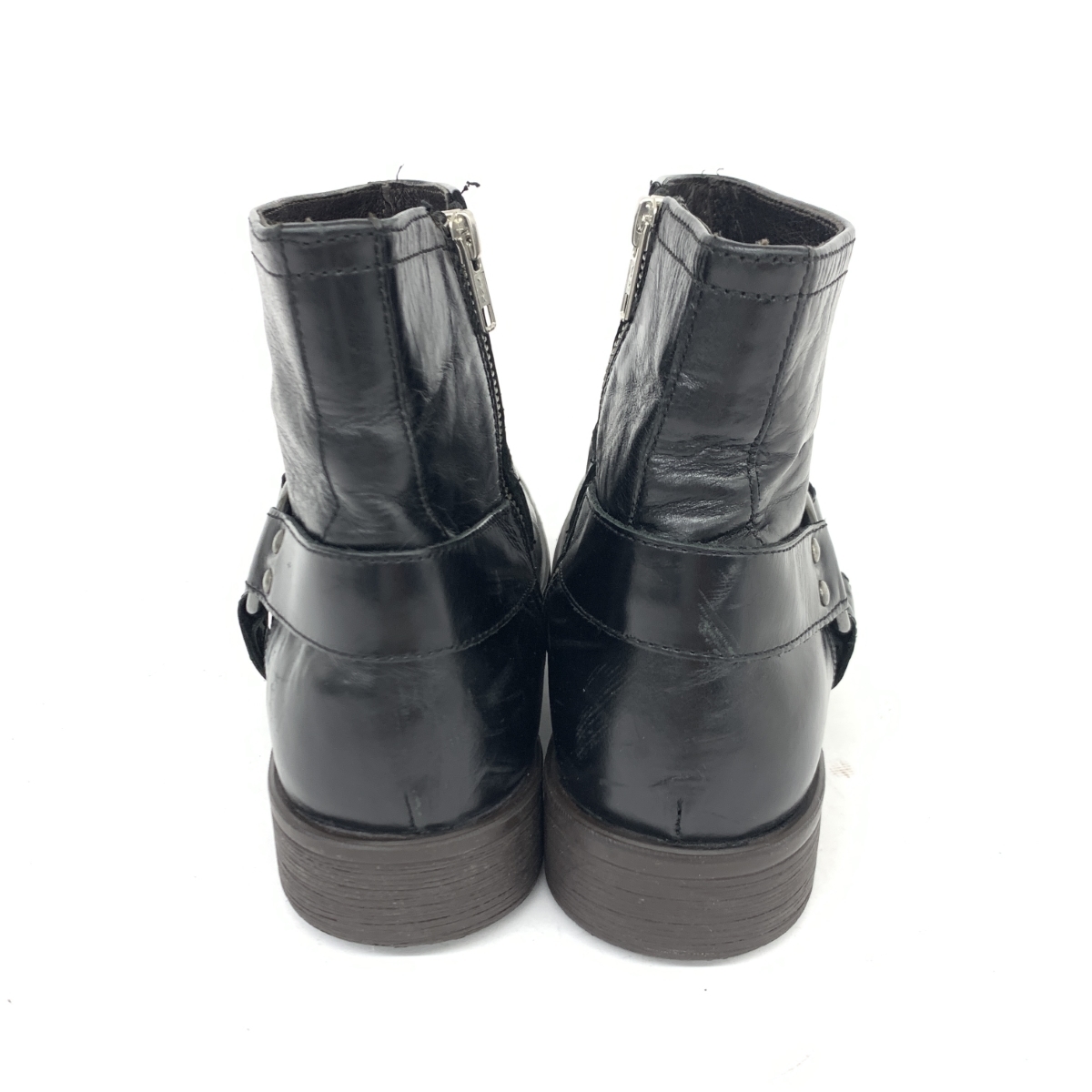 ◆stefanorossi ステファノロッシ ショートブーツ 41◆SR03757 ブラック レザー リング サイドジップ メンズ 靴 boots ワークブーツ_画像4