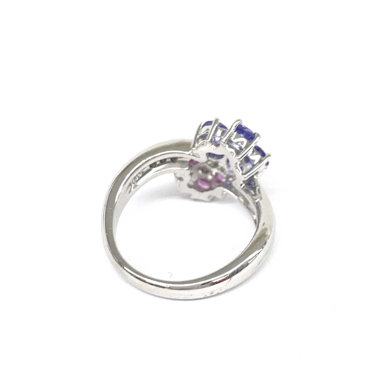 美品◆田崎真珠 タサキシンジュ プラチナリング 9号◆ シルバーカラー サファイヤxダイヤ0.08ct Pt900 レディース 総重量7.3g 指輪_画像2