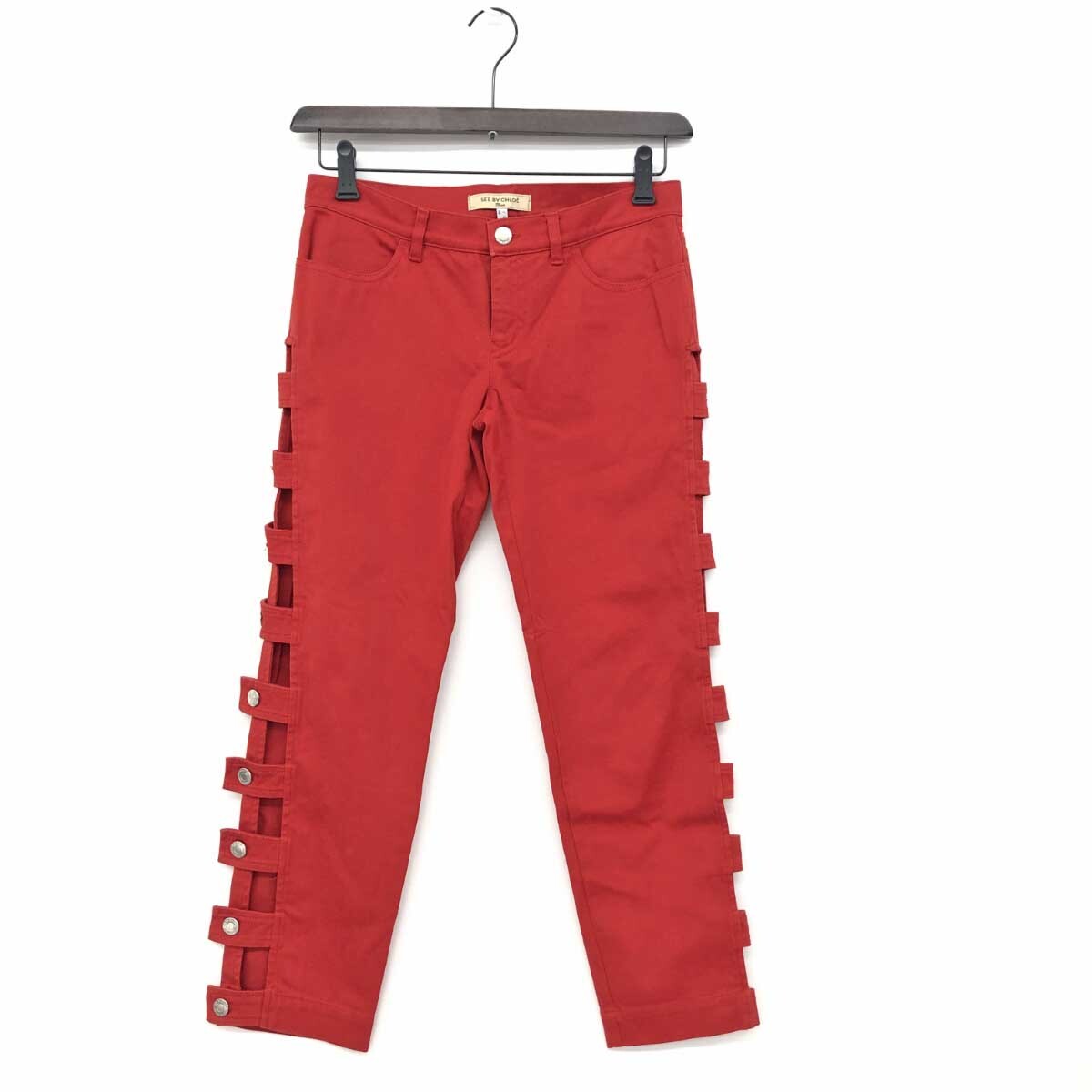  excellent *SEE BY CHLOE See by Chloe cropped pants size I38* red lady's bottoms side button 