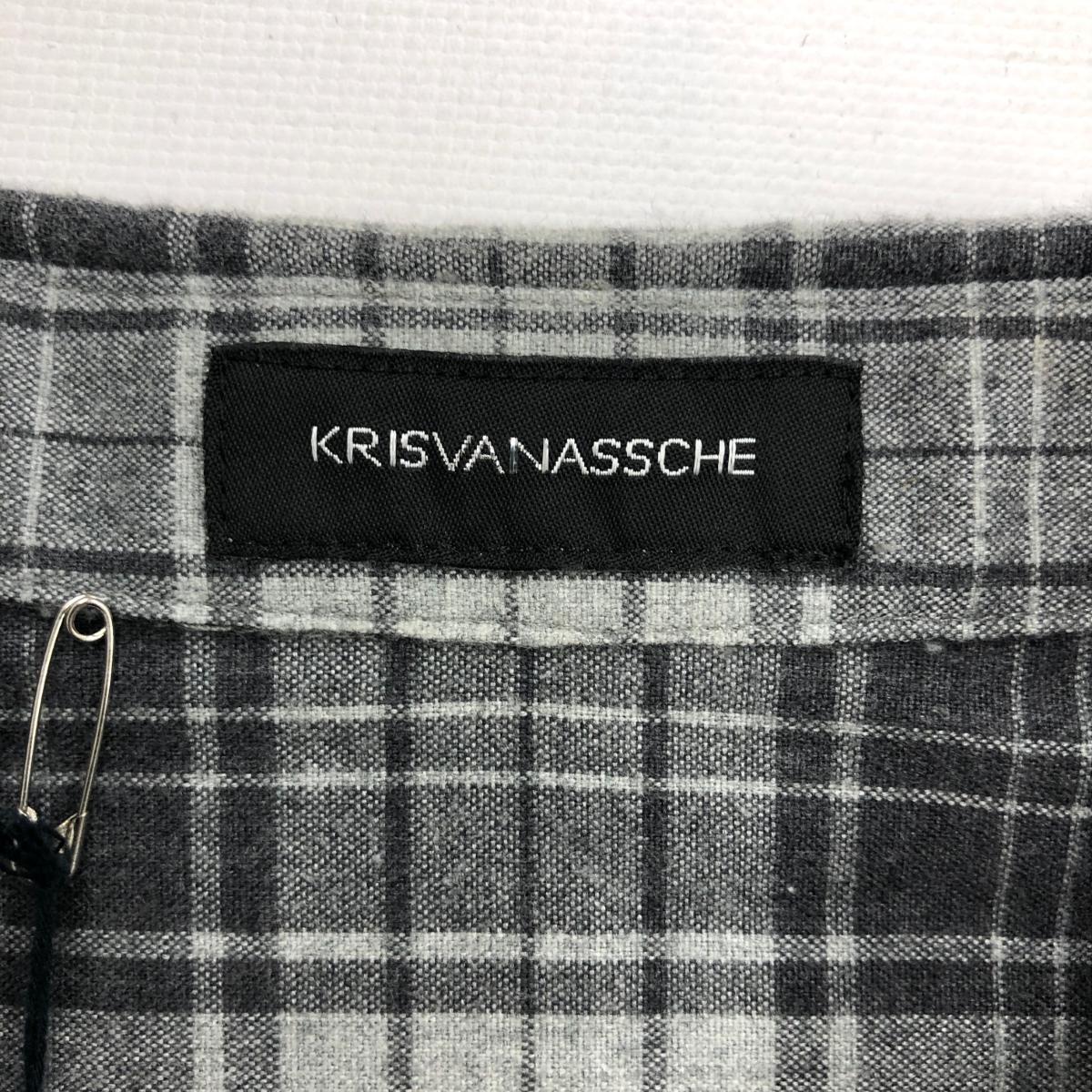 未使用品◆KRIS VAN ASSCHE クリスヴァンアッシュ 比翼チェック シャツ 44◆ グレー メンズ トップス_画像4