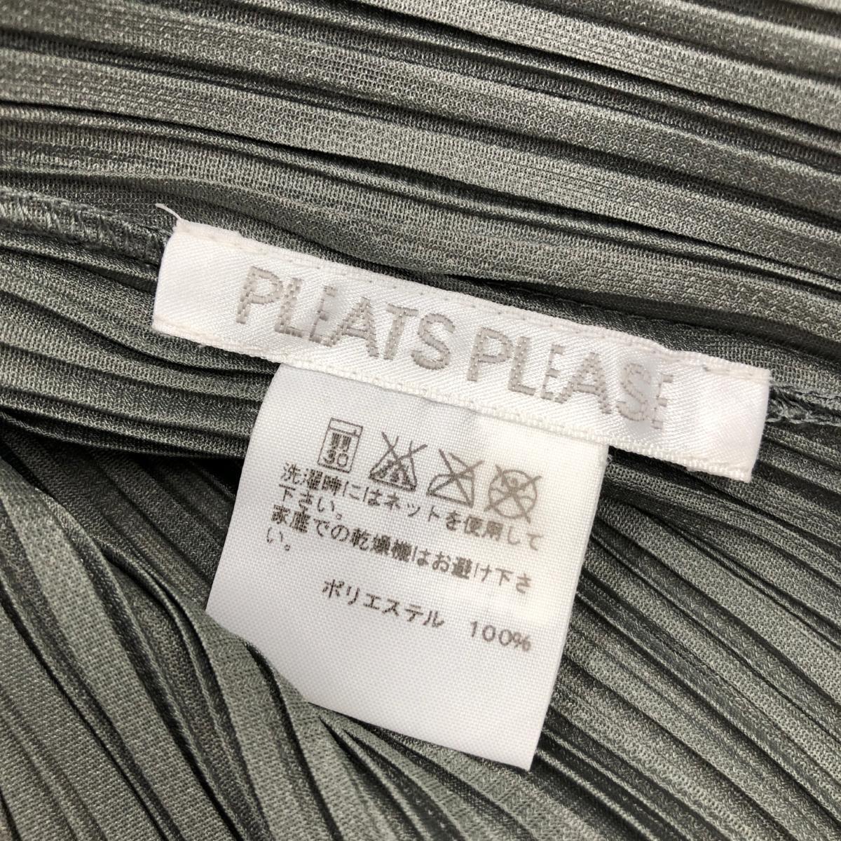 良好◆PLEATS PLEASE プリーツプリーズ 長袖カットソー サイズ3◆PP63-JK205 グレー ポリエルテル レディース トップス 日本製_画像4