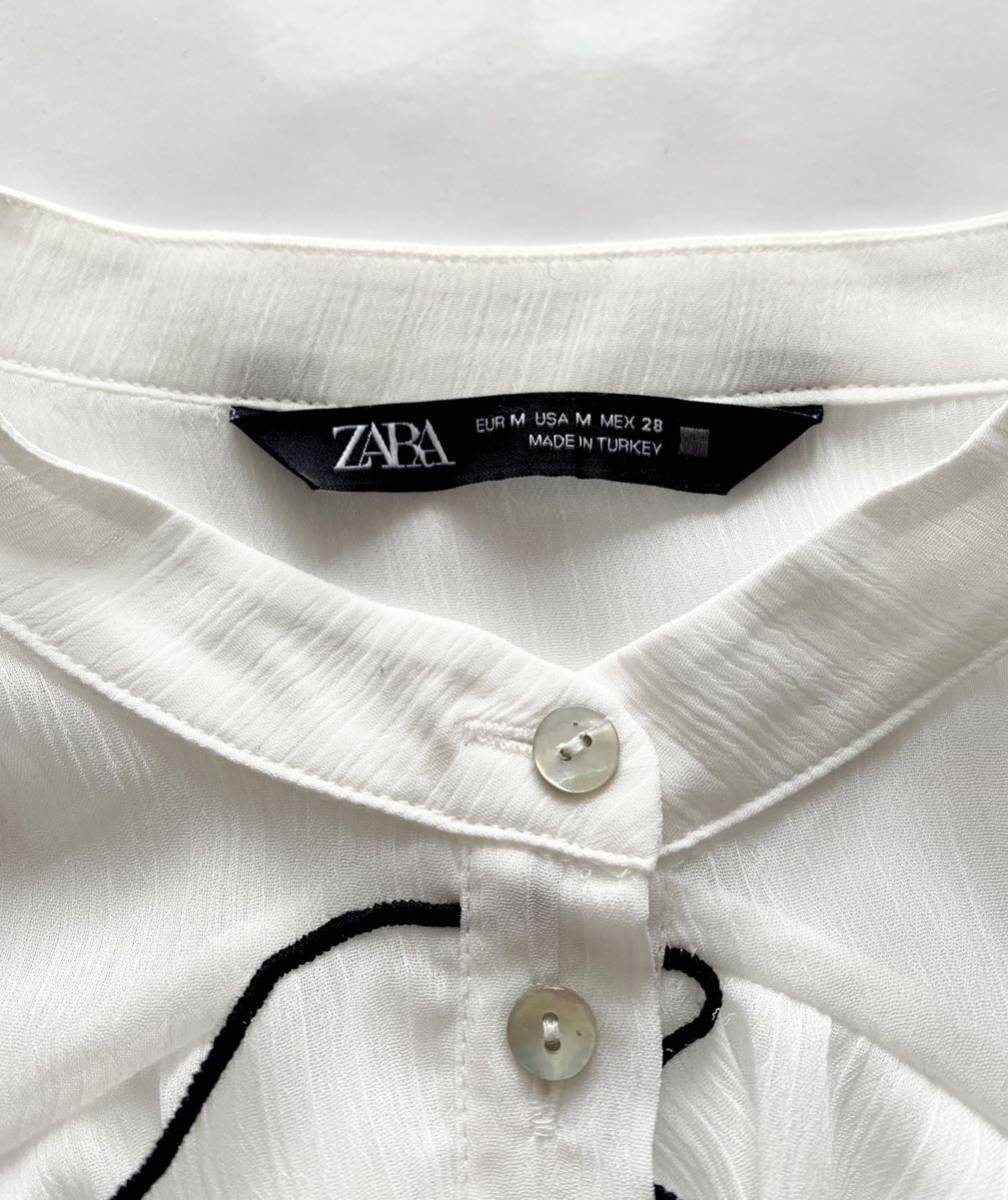 【ZARA 】ノーカラー　トリムフリルブラウス_画像5