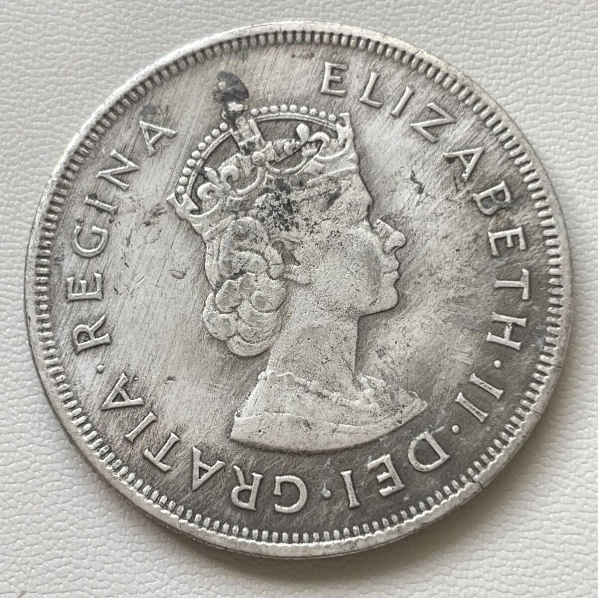 イギリス 硬貨 古銭 バミューダ諸島 1959年 エリザベス2世女王 植民地設立350周年記念 記念幣 コイン 重22.71g_画像2