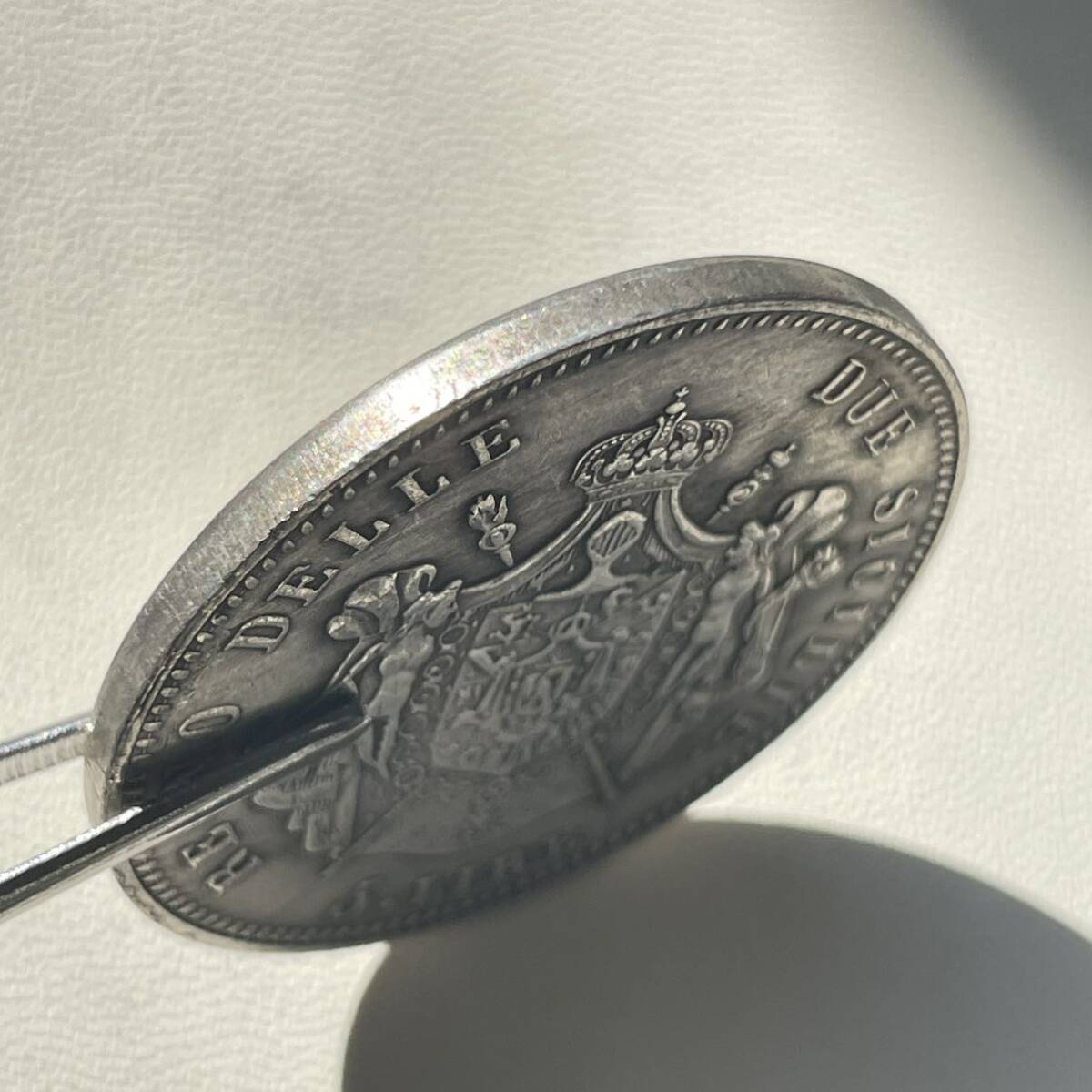 イタリア 硬貨 古銭 ノポリ王国 1813年 ジョアッキーノ・ナポレオーネ王 国章 5リラ コイン 重21.58g_画像3