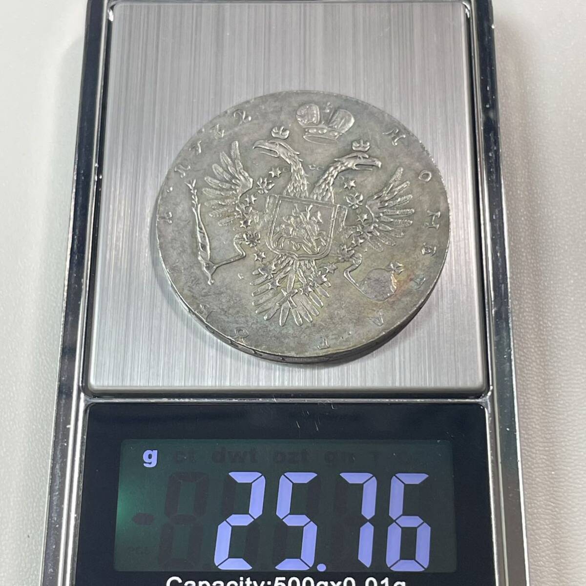 ロシア 硬貨 古銭 アンナ・ヨアノヴナ女王 1732年 ロマノフ朝 第4代ロシア皇帝 双頭の鷲 クラウン コイン 重25.76g_画像5