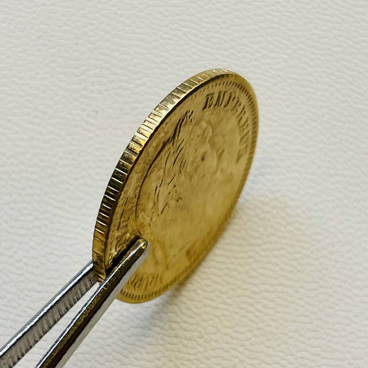 フランス 硬貨 古銭 ナポレオン三世 1865年 レジオンドヌール勲章 月桂樹 鷲 盾 フラン コイン 重3.84gの画像4