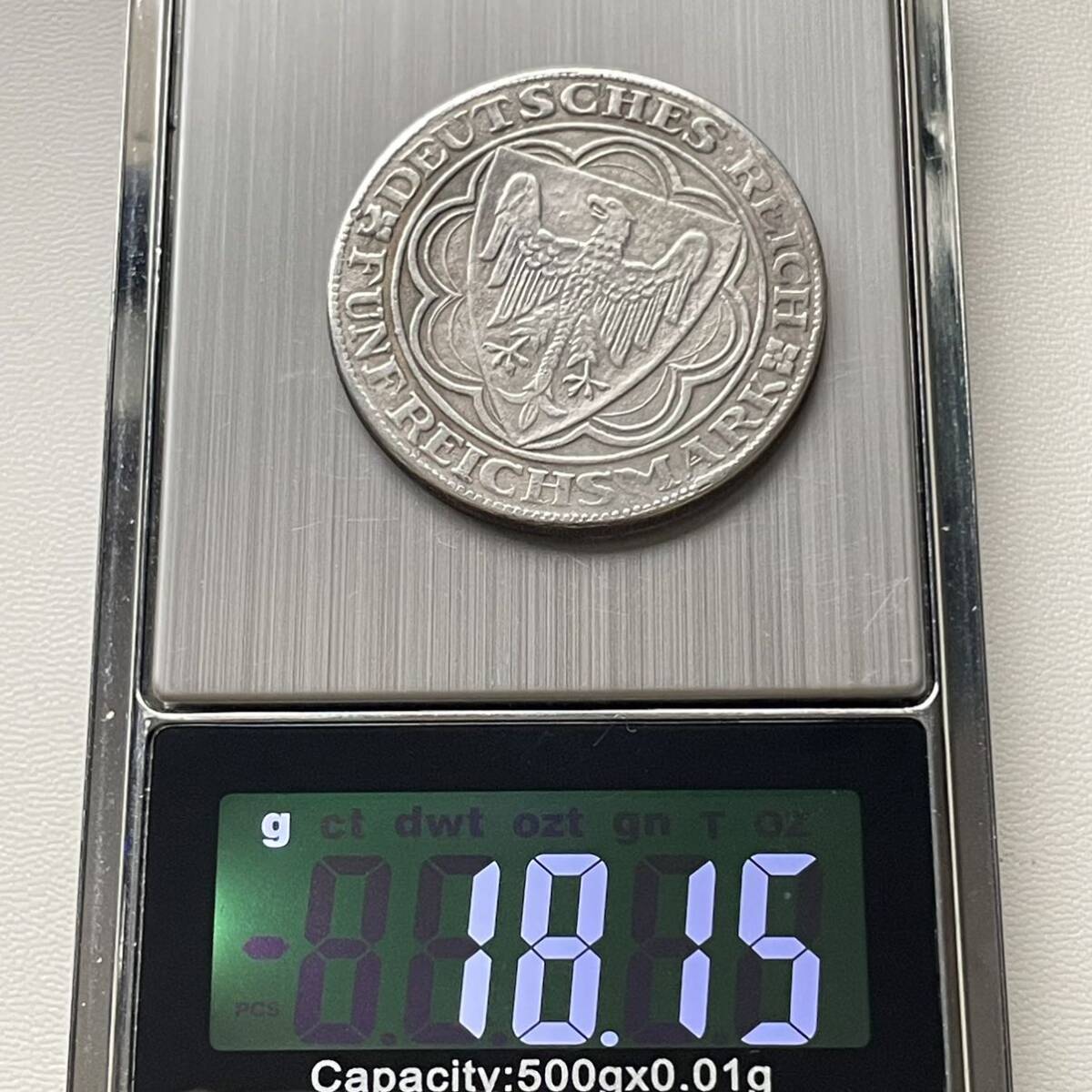 ドイツ 硬貨 古銭 ワイマール共和国 1927年 ブレーマーハーフェン港100周年記念 鷲 記念幣 コイン 重18.15gの画像5