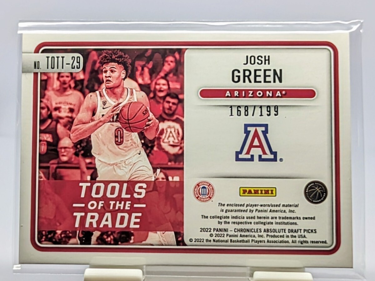 【1円スタート】2022 Panini CHRONICLES DRAFT PICKS - JOSH GREEN TOOLS OF THE TRADE RED 199シリアル / MAVERICKSの画像2