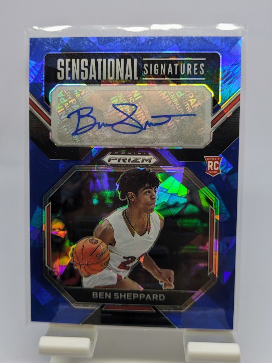 【1円スタート】2023-24 Panini Prizm Draft Picks - Ben Sheppard Sensational Signatures Blue Cracked Ice Auto 75シリアル / Pacersの画像1