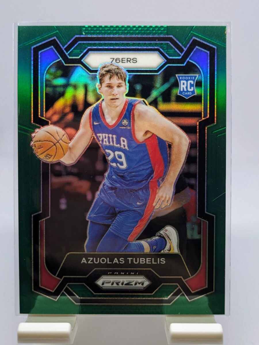 【1円スタート】2023-24 Panini Prizm - Azuolas Tubelis RC Green Prizm / 76ers ルーキーカード Rookie Cardの画像1