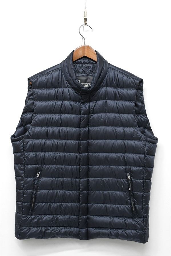 HGD-B355/ beautiful goods HERNO hell no down vest reversible light weight nylon Logo plate 54 XXXL navy blue large size 