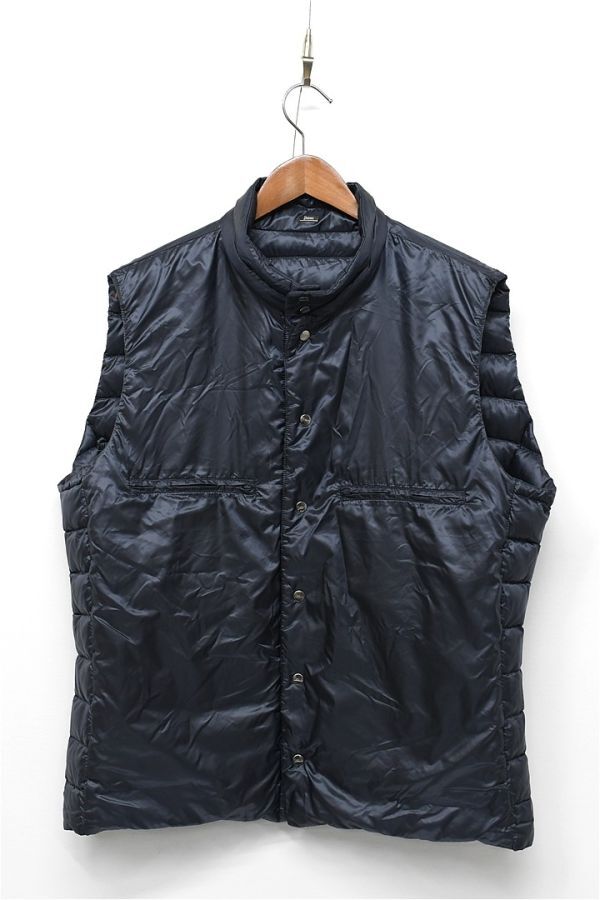 HGD-B355/ beautiful goods HERNO hell no down vest reversible light weight nylon Logo plate 54 XXXL navy blue large size 