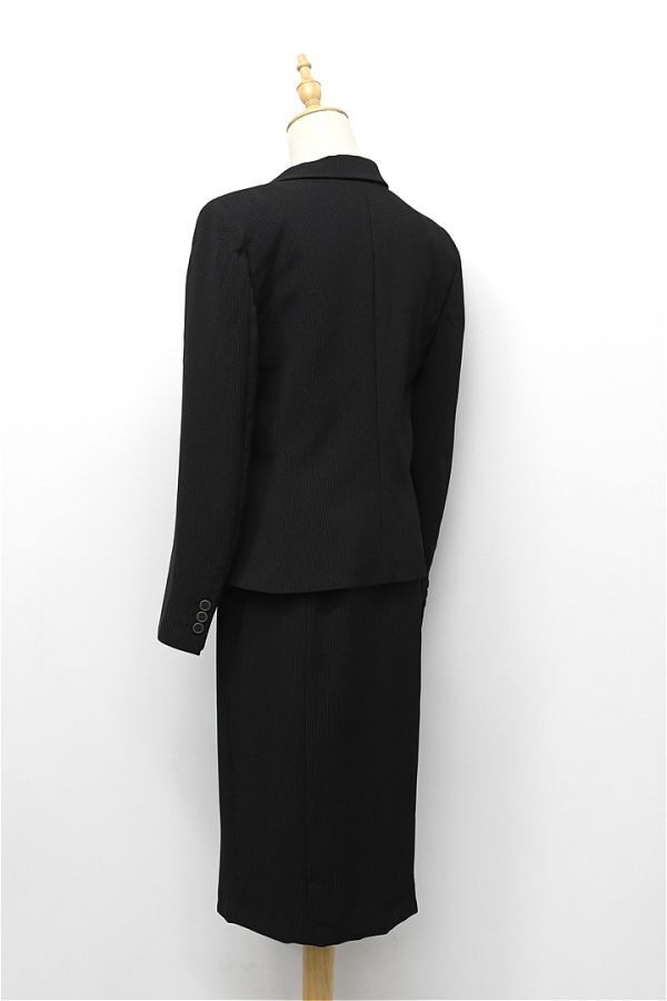 HGD-U253/ прекрасный товар MAXMARA выставить костюм tailored jacket юбка до колена полоса 1. кнопка общий обратная сторона 44 XL~XXL чёрный большой размер 