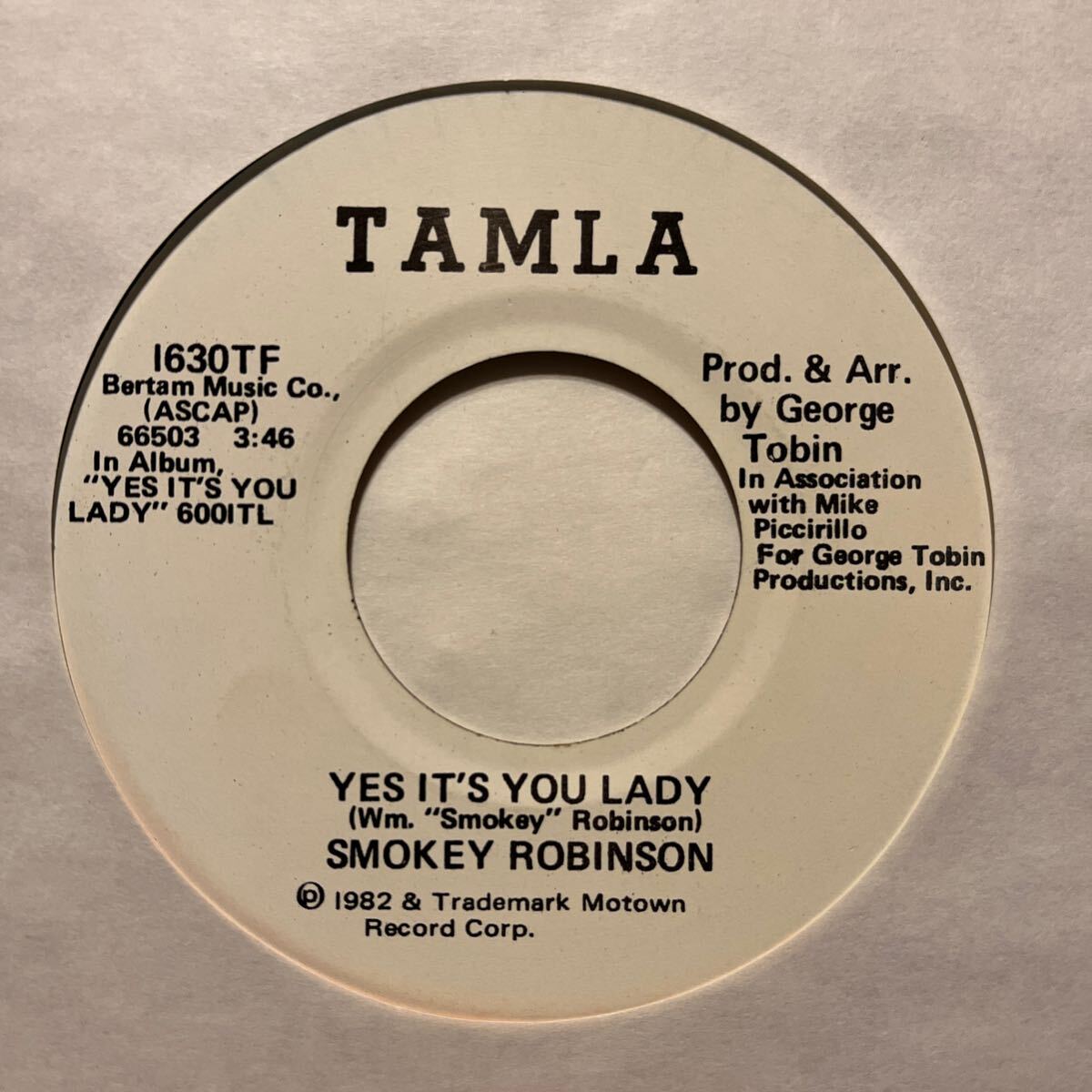 【SOUL】SMOKEY ROBINSON # YES IT'S YOU LADY / US / 7 / PROMO / 1982_画像1