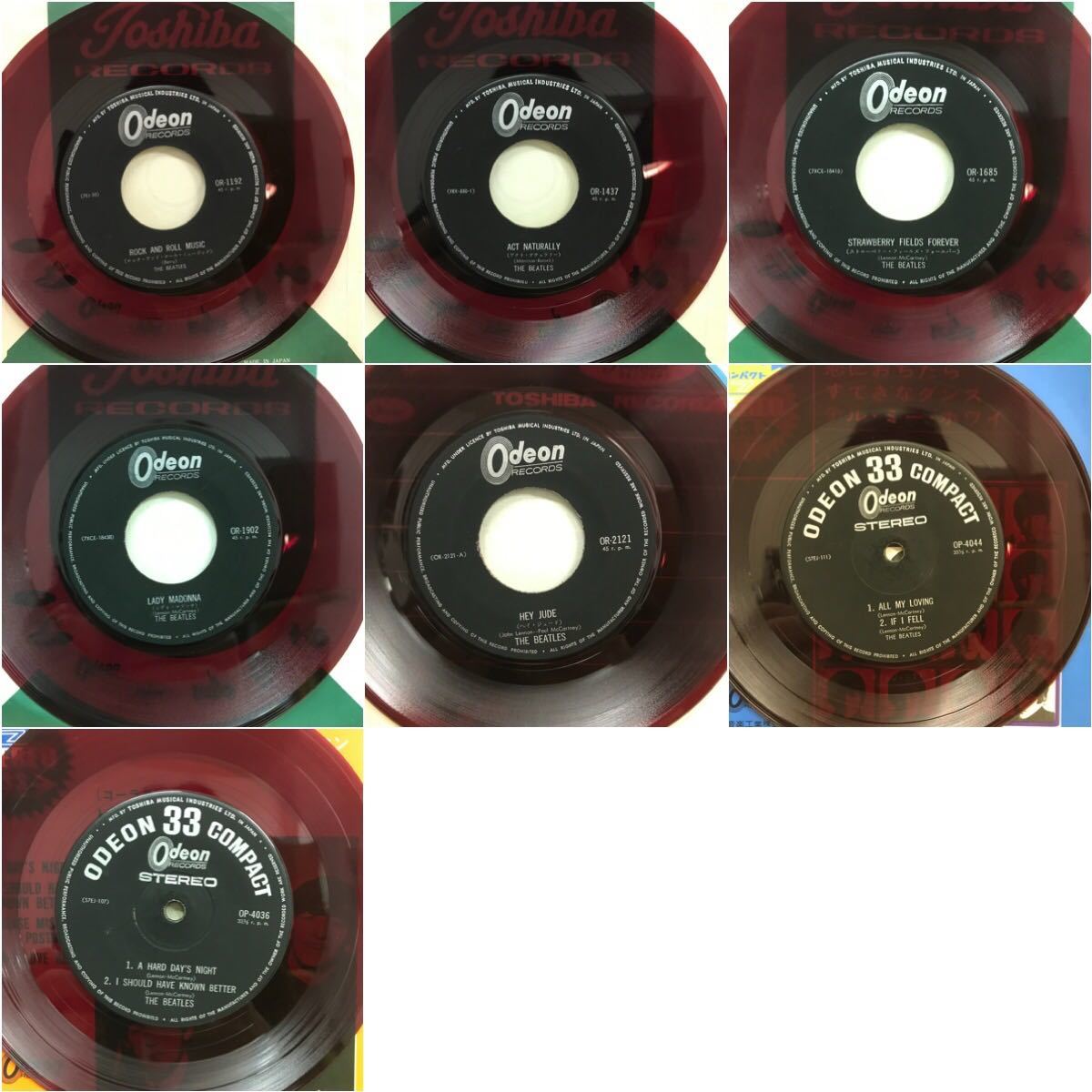 ビートルズ オデオン盤 赤盤 EP 7枚セット 状態の詳細あり ( Beatles Odeon 7インチ シングル まとめて_画像2