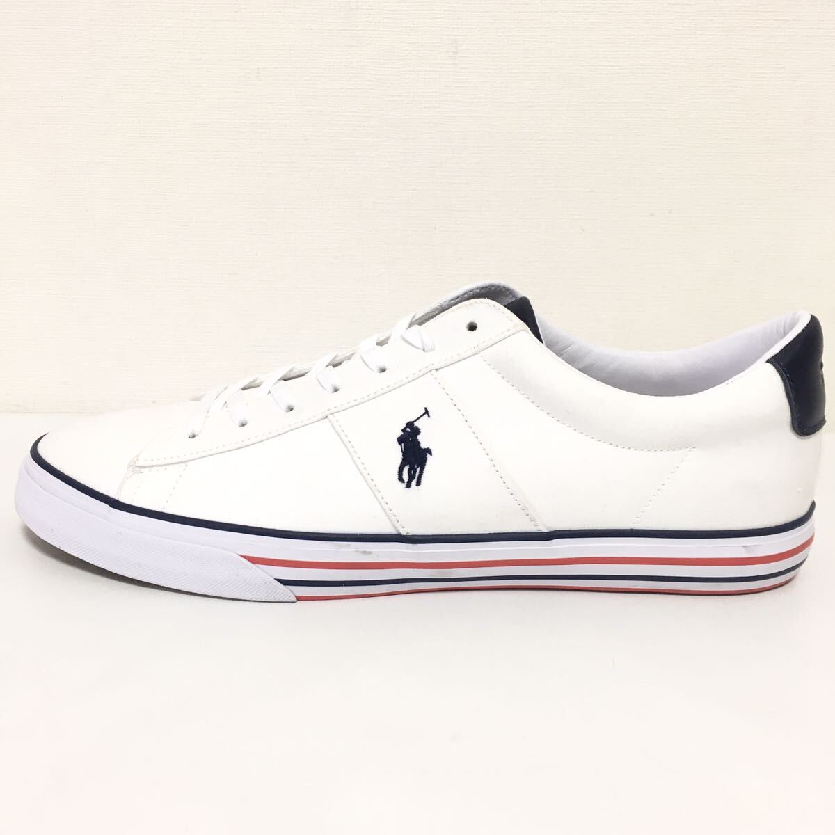 POLO RALPH LAURENポロラルフローレン☆キャンバススニーカーUSA１４白ホワイトスニーカーメンズ希少サイズ_画像5