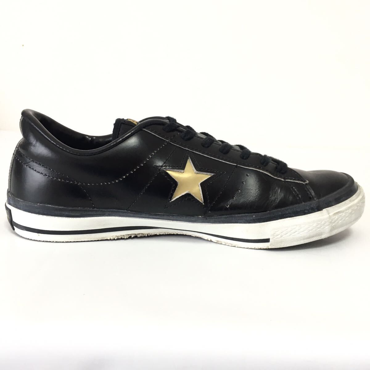 希少！CONVERSE コンバース☆ワンスターレザースニーカー28cm本革one starメンズ日本製ヴィンテージ廃盤本革シューズ人気カラー黒金_画像6