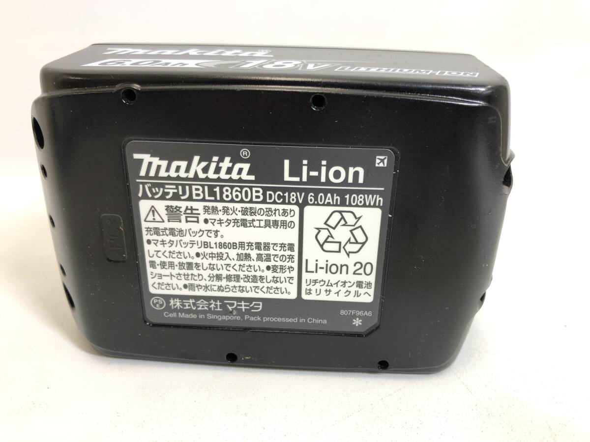 SH240324-06T/ 未使用に近い makita マキタ 純正 リチウムイオンバッテリ 18V 6.0Ah BL1860Bの画像5