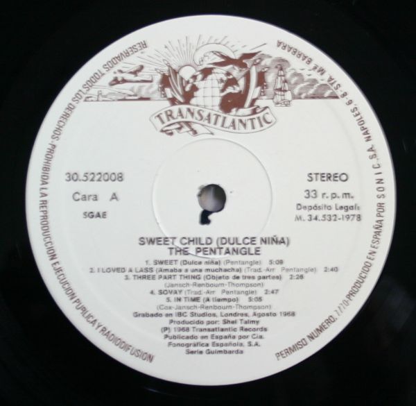 スペイン盤２LP：ペンタングル「スウィート・チャイルド」The Pentangle, SWEET CHILDの画像4
