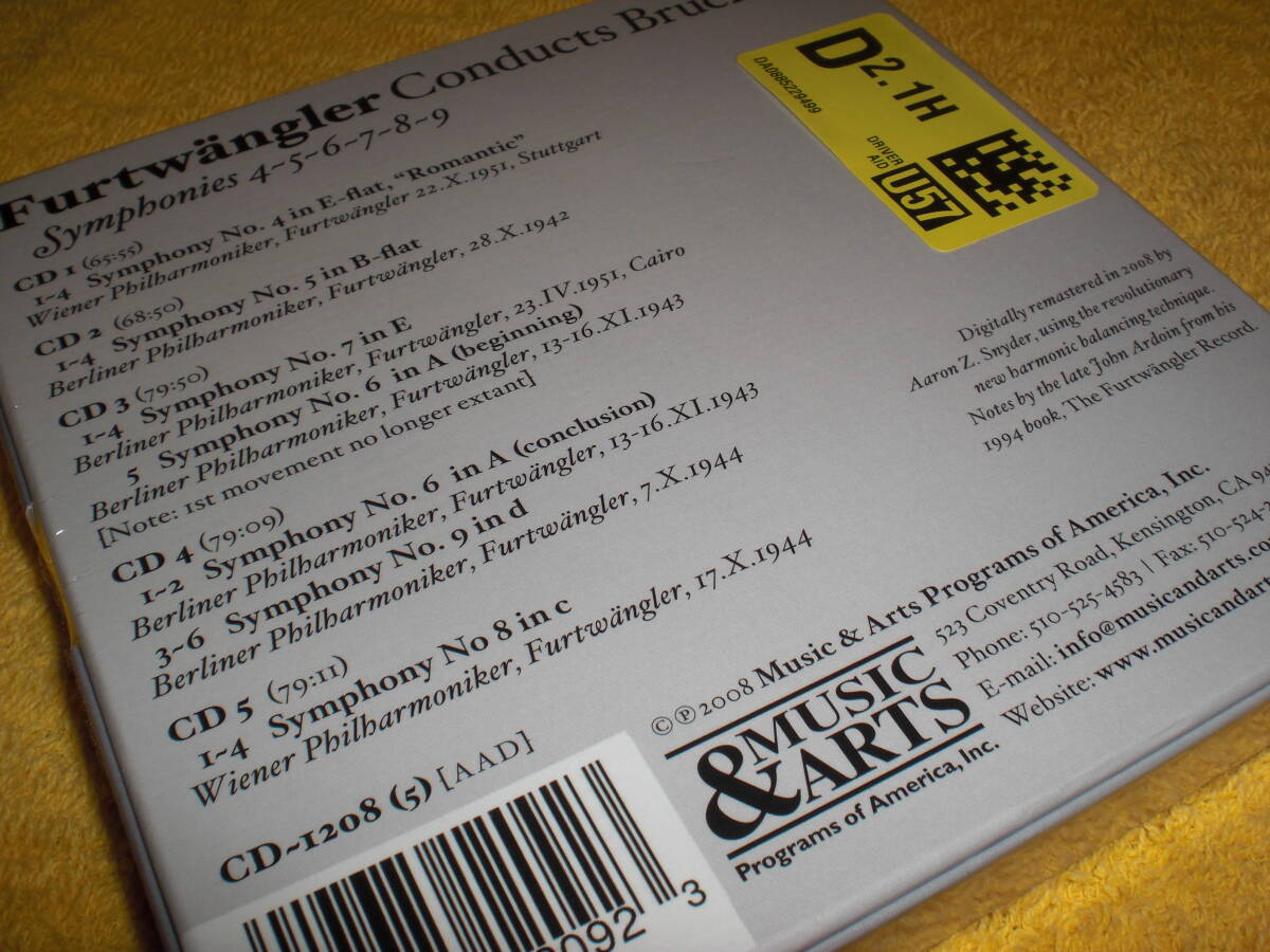 ◆未開封◆M＆A復刻の天才アーロン.Ｚ.スナイダー氏リマスター5枚組BOXセット!フルトヴェングラー指揮ブルックナー交響曲集(第4番～第9番）_画像5