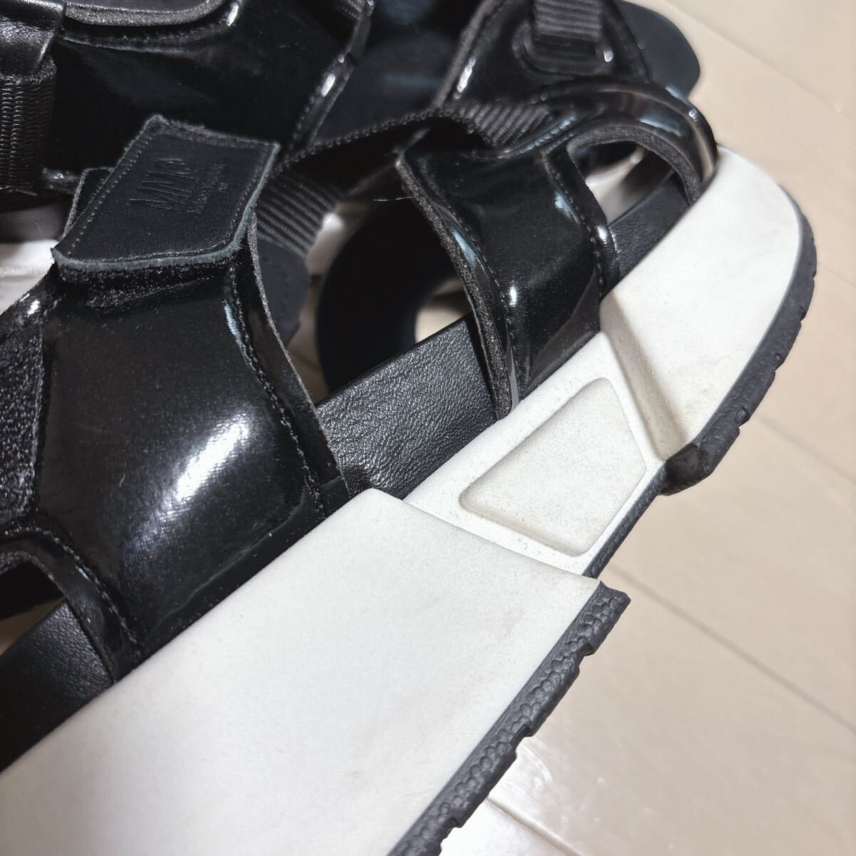 状態良 MM6 Maison Margiela メゾンマルジェラ クロスストラップ プラットフォームサンダル 厚底 ロゴ 37 レディースの画像7