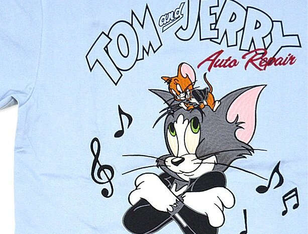 vanson×TOM＆JERRY 半袖Tシャツ◆vanson ブルーXXLサイズ TJV-2413 バンソン ヴァンソン トムとジェリー 刺繍 バイカー_画像4