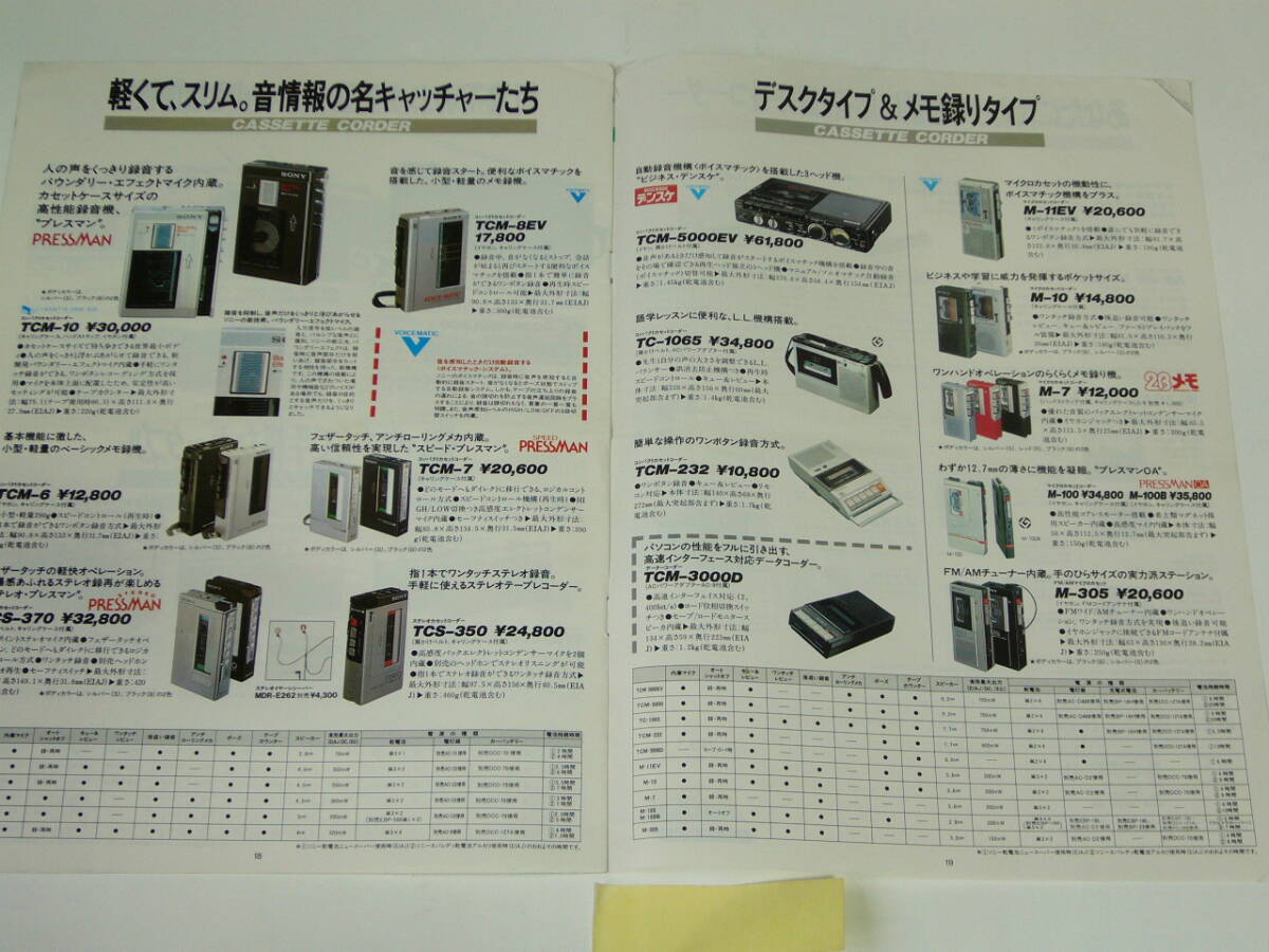 【カタログ】松田聖子 ソニー ＳＯＮＹ カセットコーダー ラジオカセット ウオークマン 1985年1月版の画像9