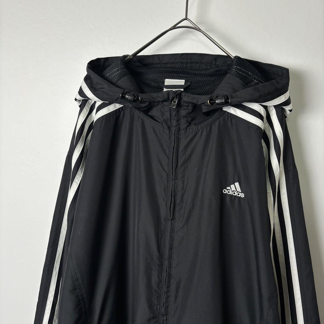 00s adidas ナイロンジャケット パーカー スリーライン L S2502