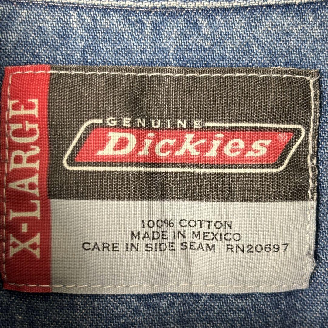 00s GENUINE Dickies デニムシャツ 黒タグ XL S0103_画像7