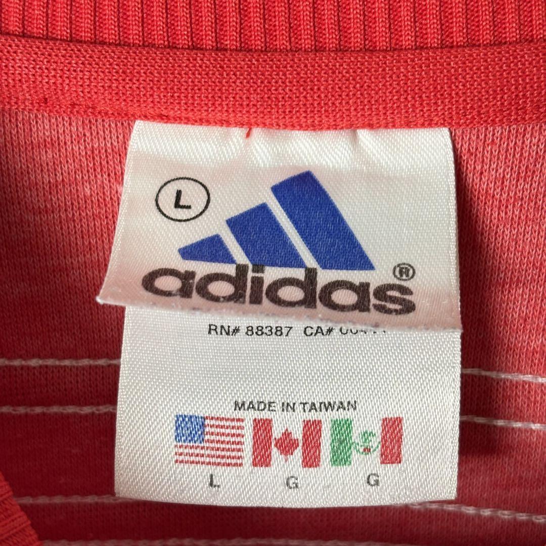 90s adidas передний V спортивная куртка тянуть over тренировочный красный L