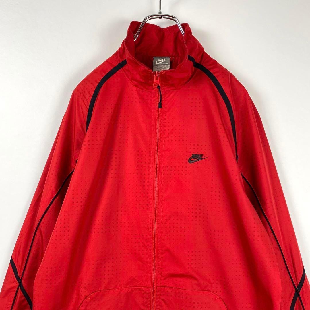  old clothes 00s NIKE Logo embroidery dot nylon jacket red M corresponding 