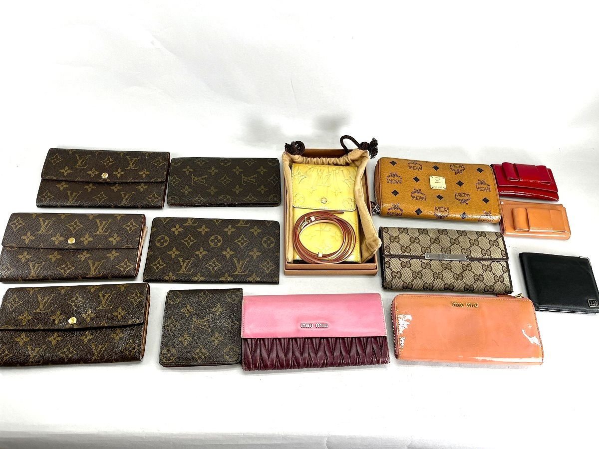 1円～ ワケあり LOUIS VUITTON MIUMIU MCM DUNHILL GUCCI ヴィトン グッチなど 財布 小物 まとめて 難あり・破損品含む[224792_ジャンク 返品不可