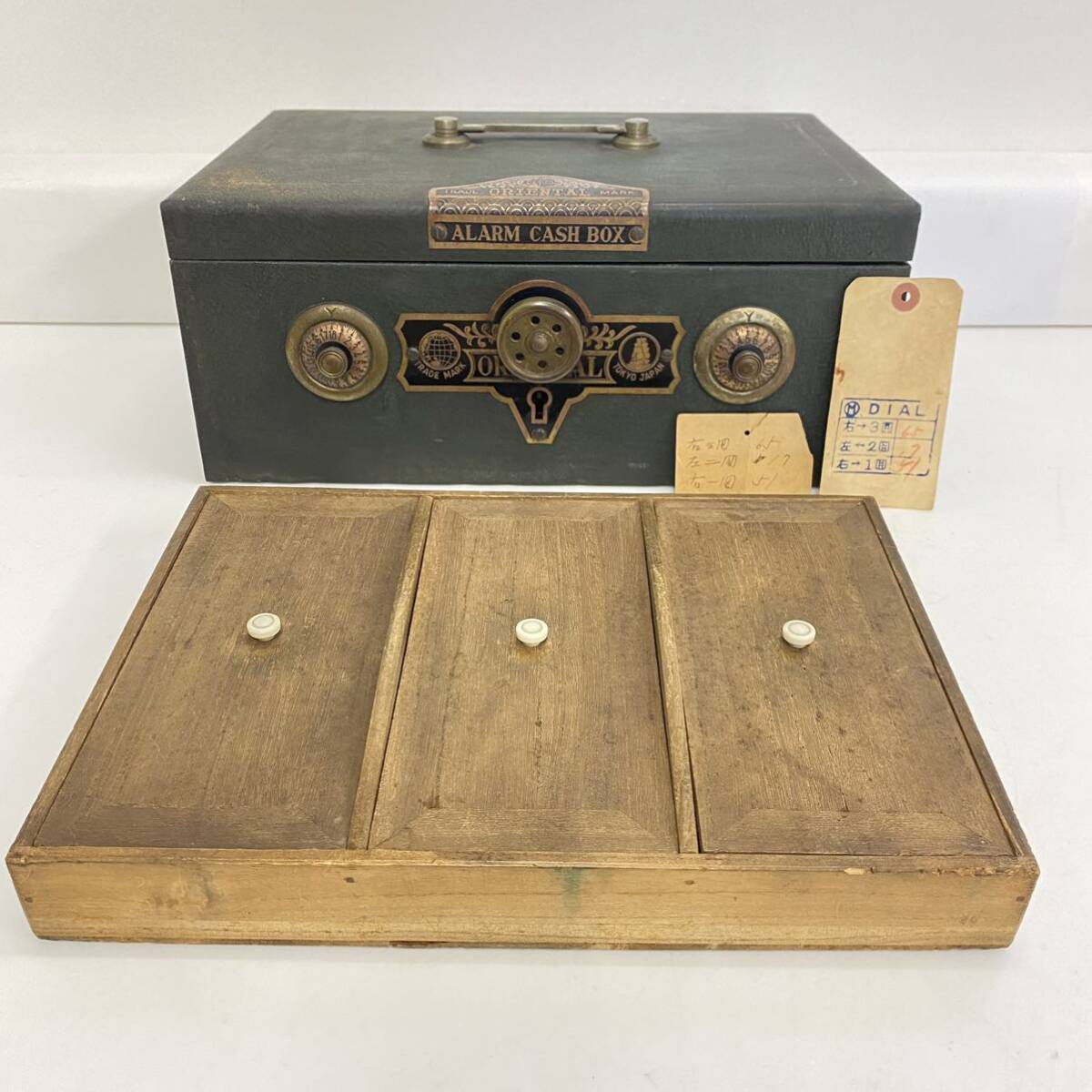906 Vintage retro сумка-сейф dial тип ORIENTAL ALARM CASH BOX дерево с коробкой подлинная вещь коллекция TRADE MARK TOKYO JAPAN зеленый 