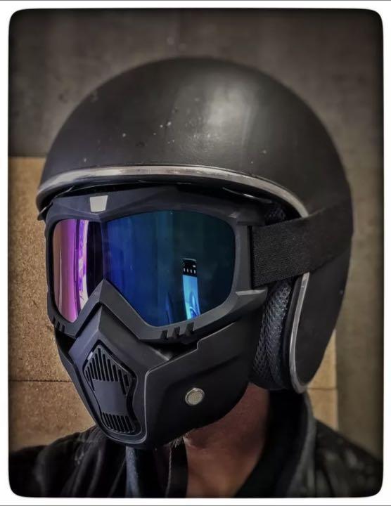 フルフェイスマスク ゴーグル一体型 紫外線対策にUVカットブルーミラーレンズ★バイクやサバゲープレジャーボードなど万能使用可能★の画像4